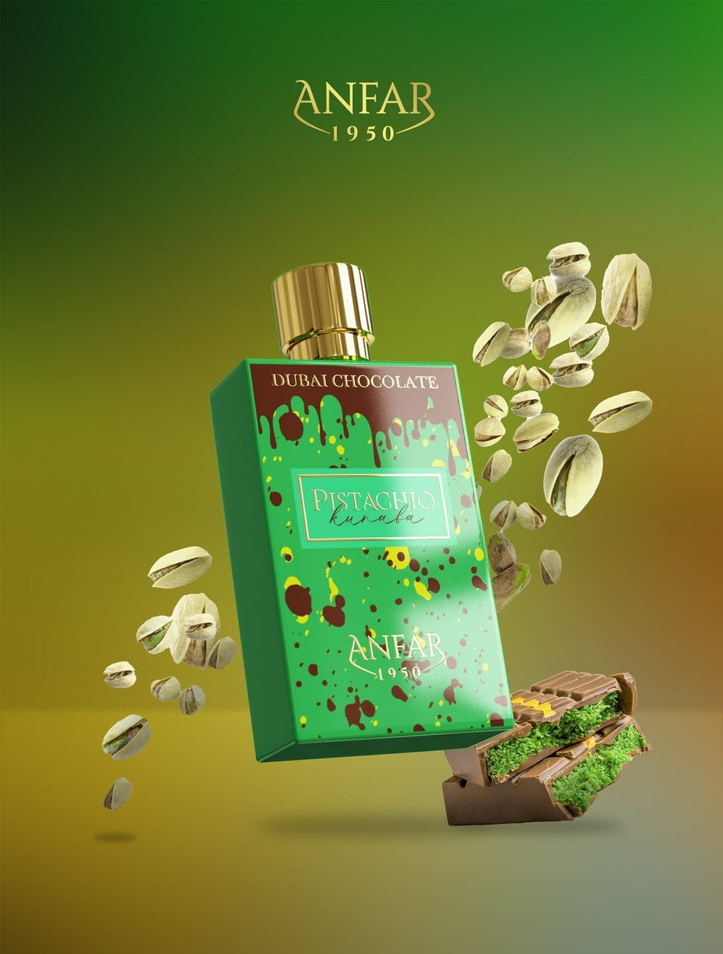 Anfar Pistachio  Kunafa Dubai Chocolate EDP 100ML Unisex image 3